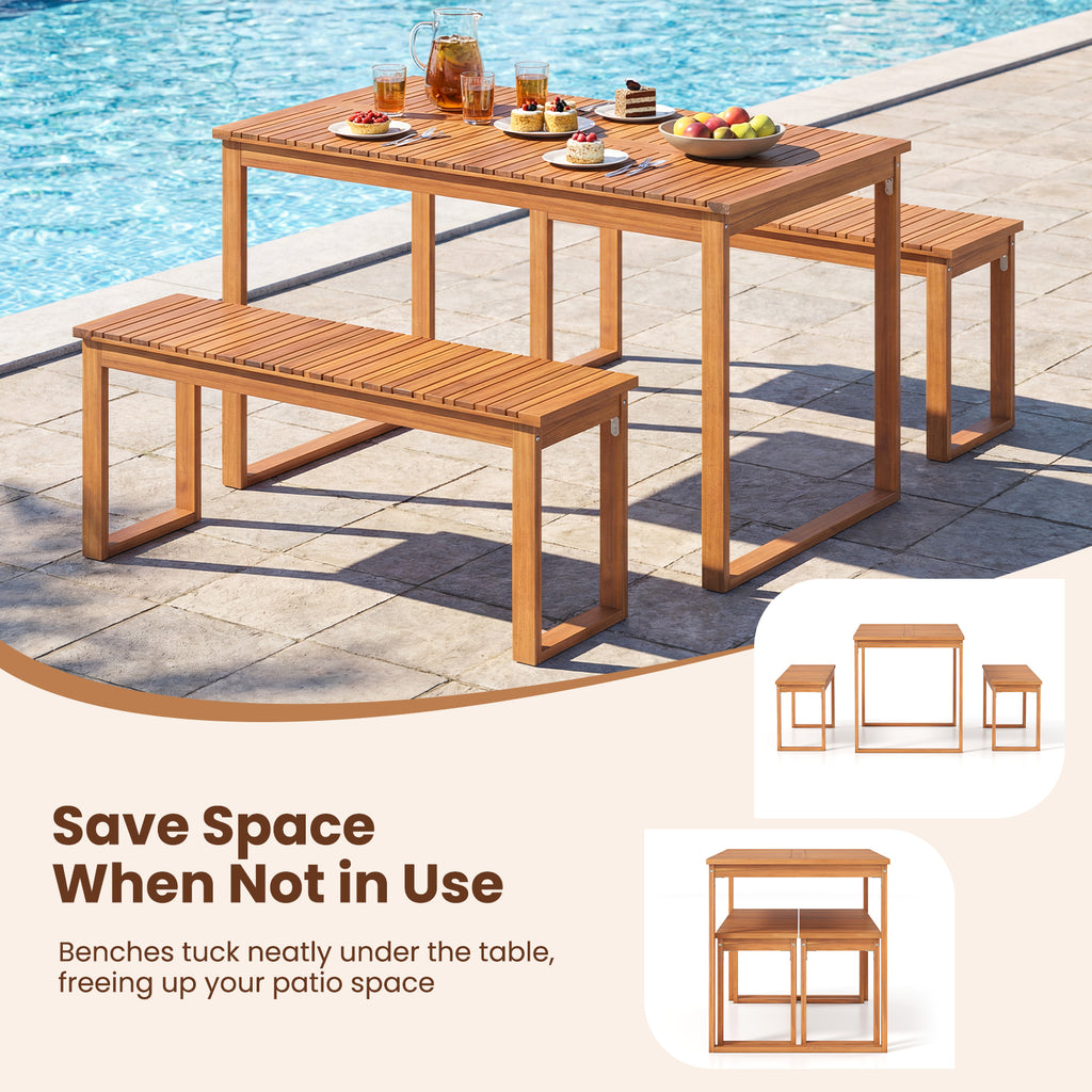 Acacia Wood Outdoor Dining Table 49" × 27.5"