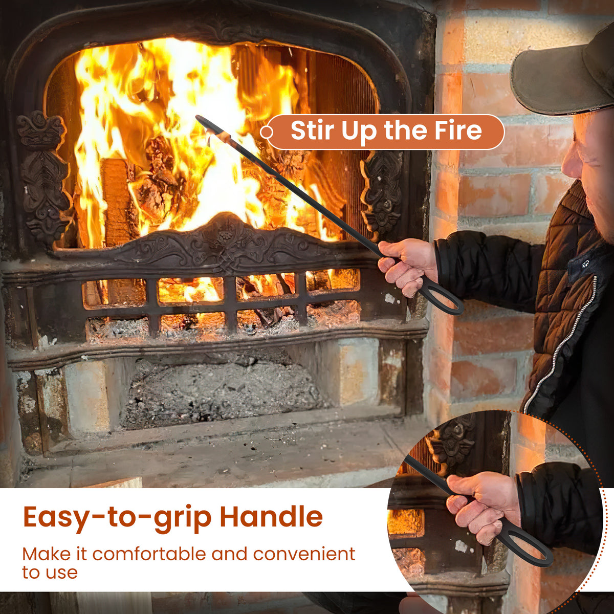 5 Pieces Fireplace Tool Set Accessories with Poker