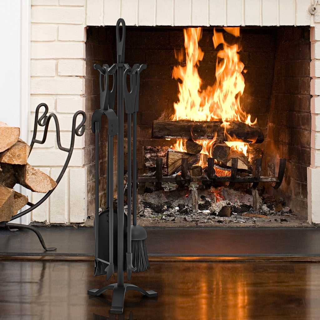 5 Pieces Fireplace Tool Set Accessories with Poker