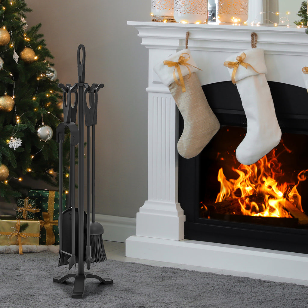 5 Pieces Fireplace Tool Set Accessories with Poker