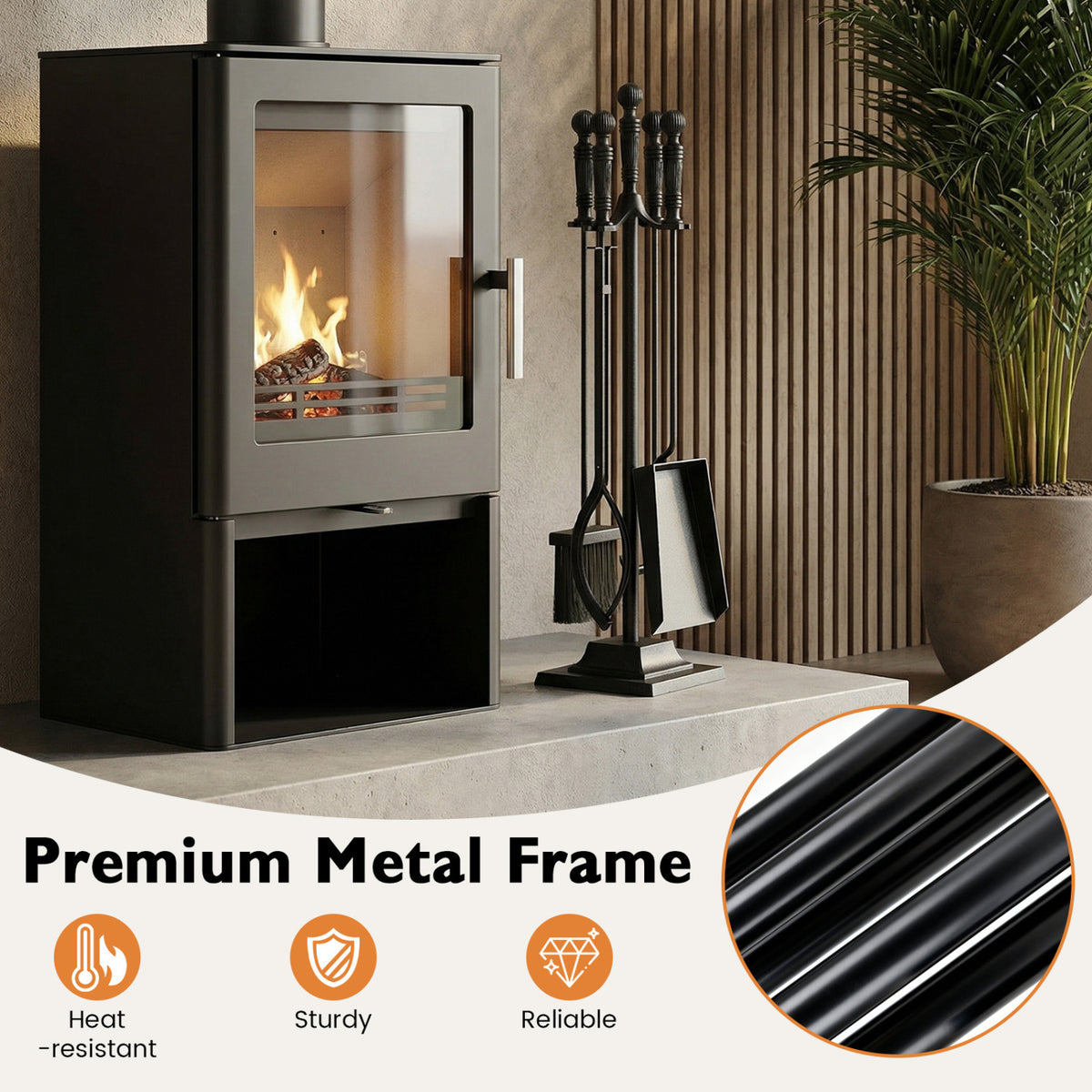 5-Pieces Fireplace Tool Set Indoor Outdoor Fire Place Tools with