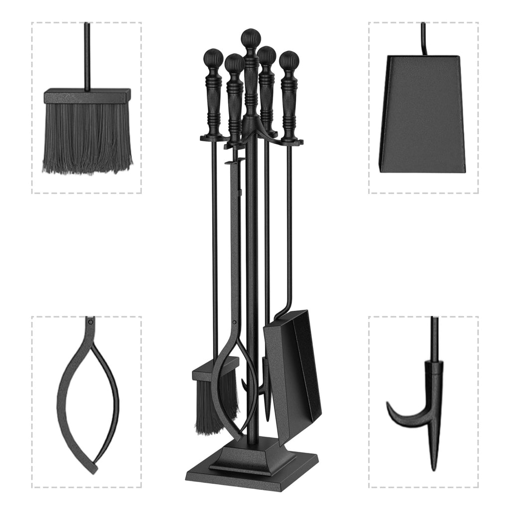 5-Pieces Fireplace Tool Set Indoor Outdoor Fire Place Tools with