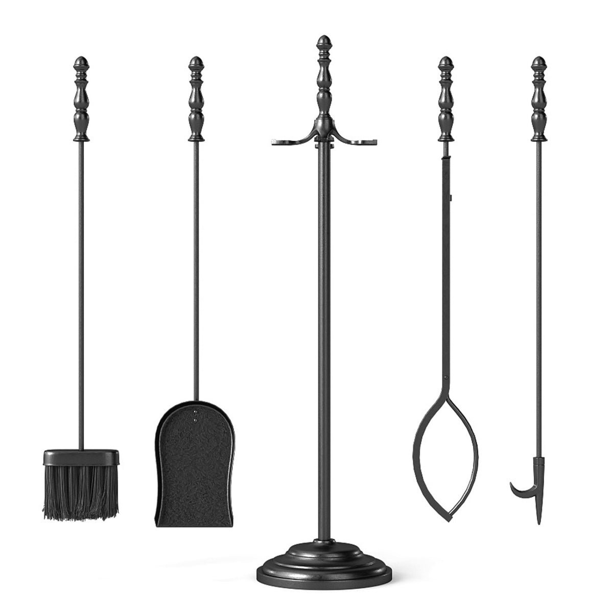 5-Piece Fireplace Tool Set with Stand