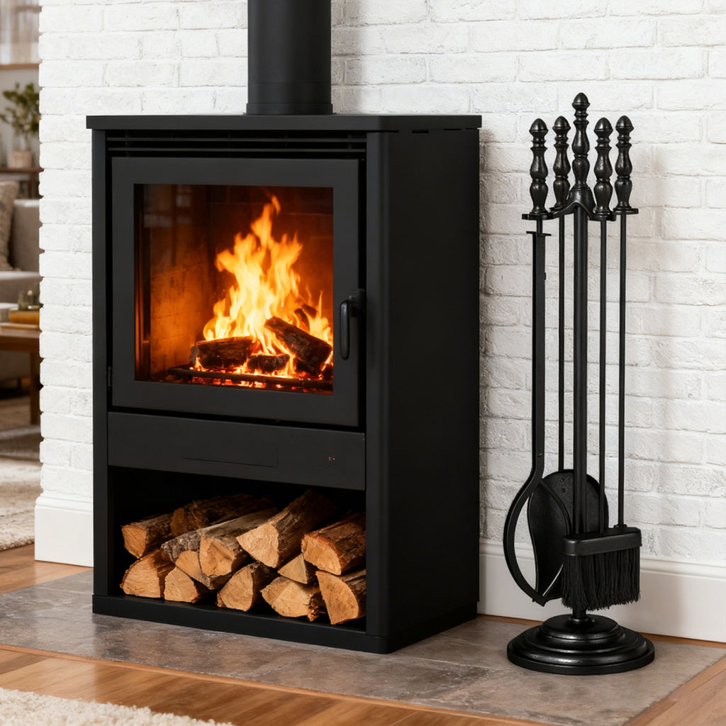 5-Piece Fireplace Tool Set with Stand