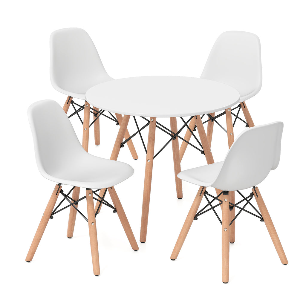 Kids' Colorful Table and Chairs Set with 4 Armless Chairs and White Table - Childrens Play & Study Furniture