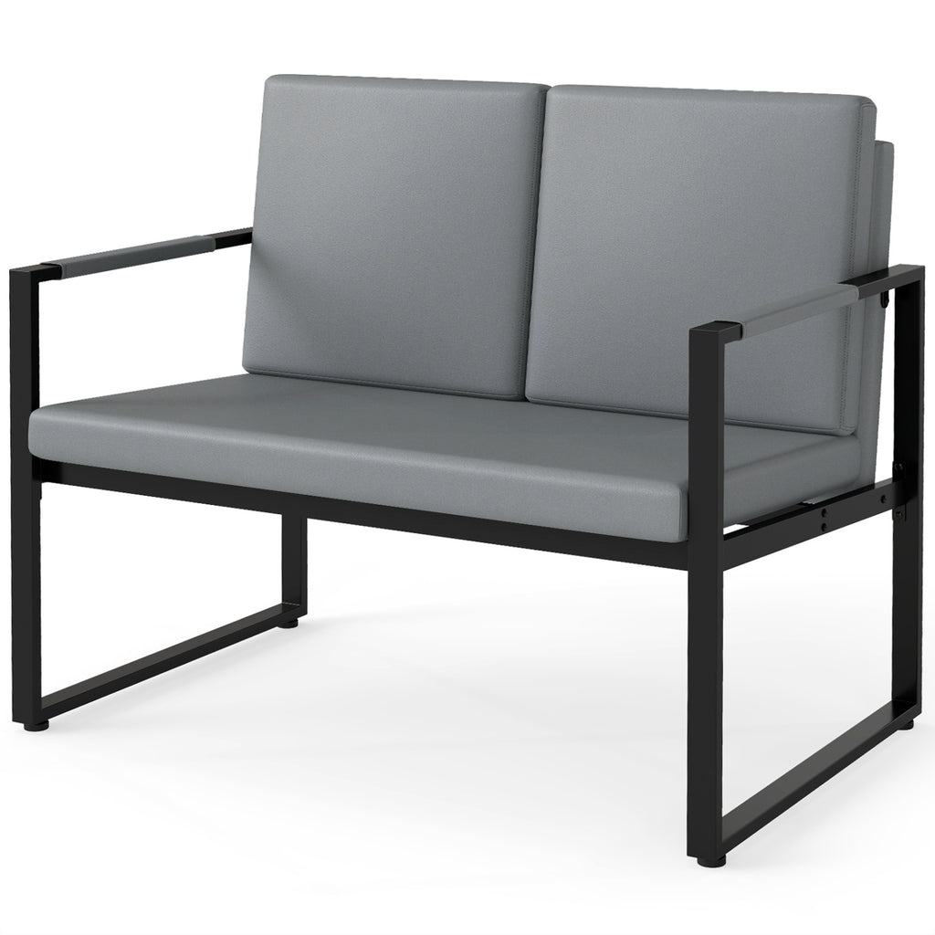 5-Piece Living Room Set with Sofa & Coffee Tables - Black & Gray