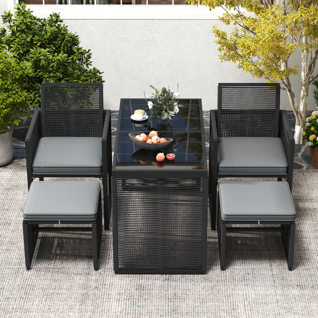 5 Pieces Outdoor Conversation Set with Removable Cushions for