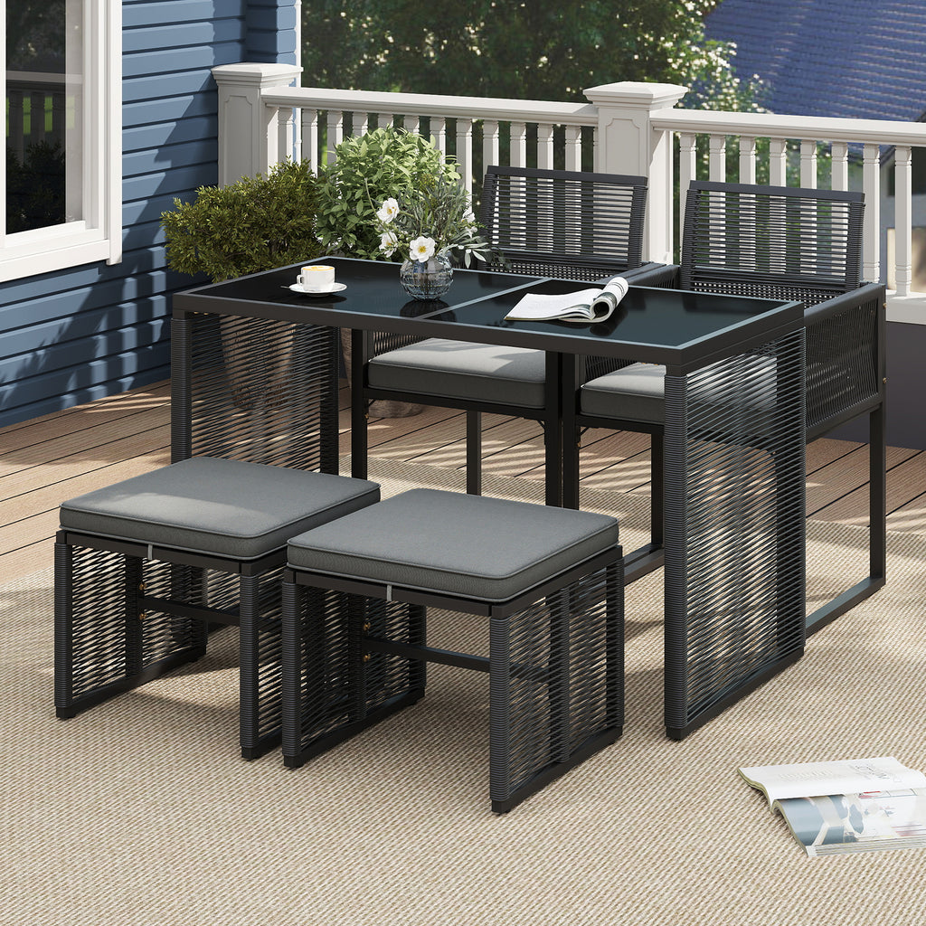 5 Pieces Outdoor Conversation Set with Removable Cushions for