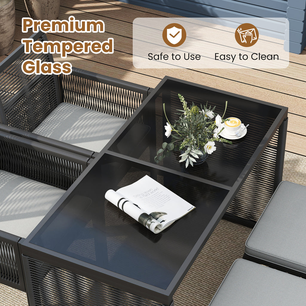5-Piece Outdoor Conversation Set with 2 Coffee Tables - Navy