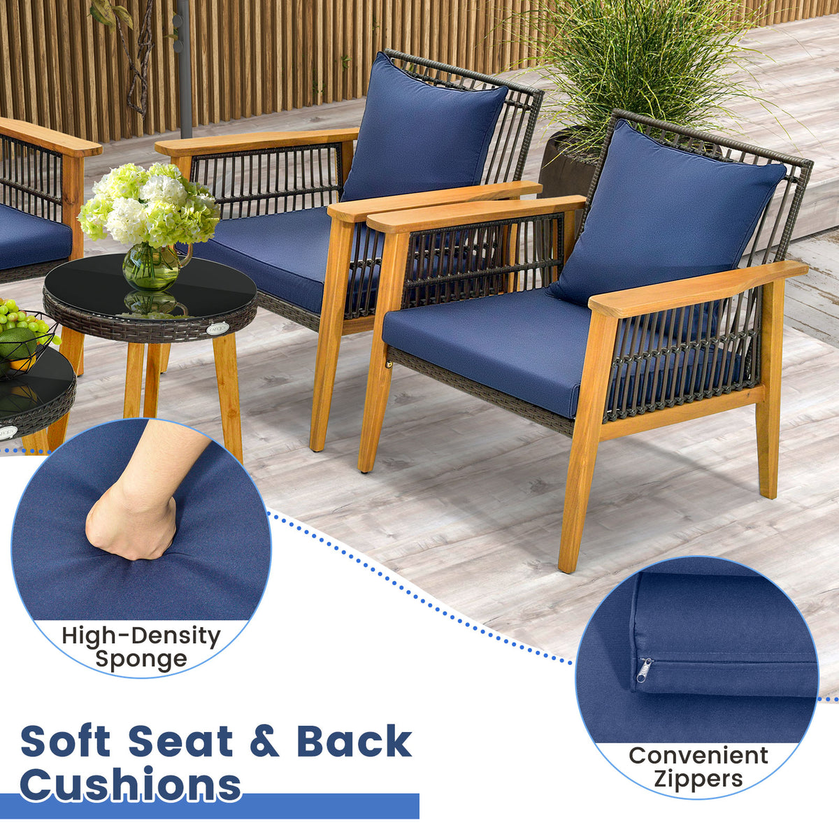 5-Piece Outdoor Conversation Set with 2 Coffee Tables - Navy