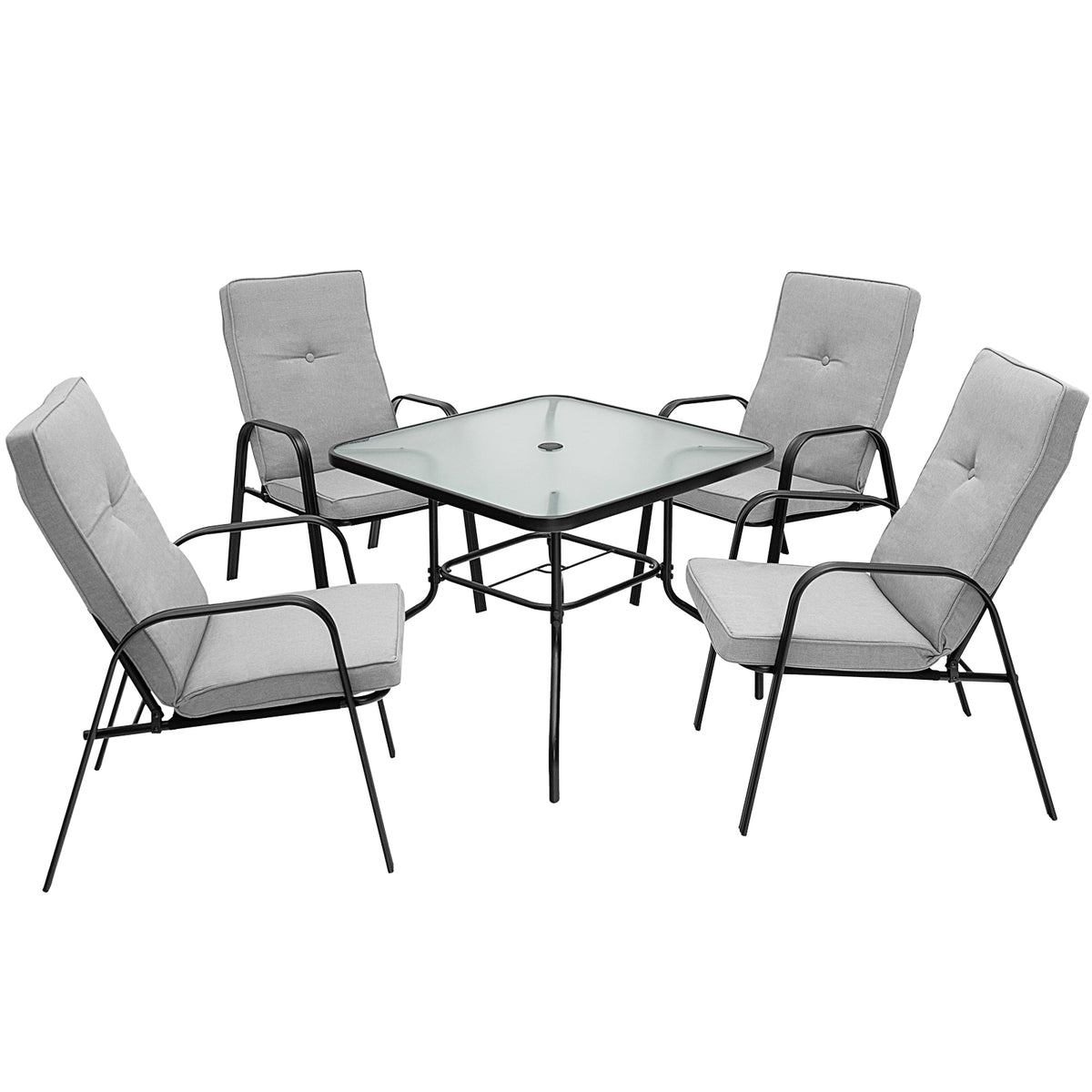 5 Pieces Outdoor Dining Set with 4 Stackable Chair and High-Back