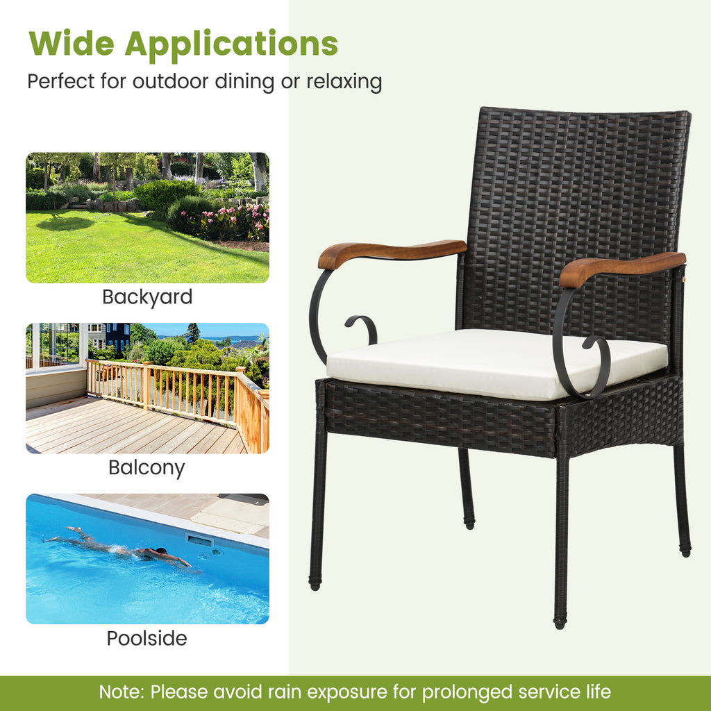 5 Pieces Patio Rattan Dining Set with Umbrella Hole for Poolside