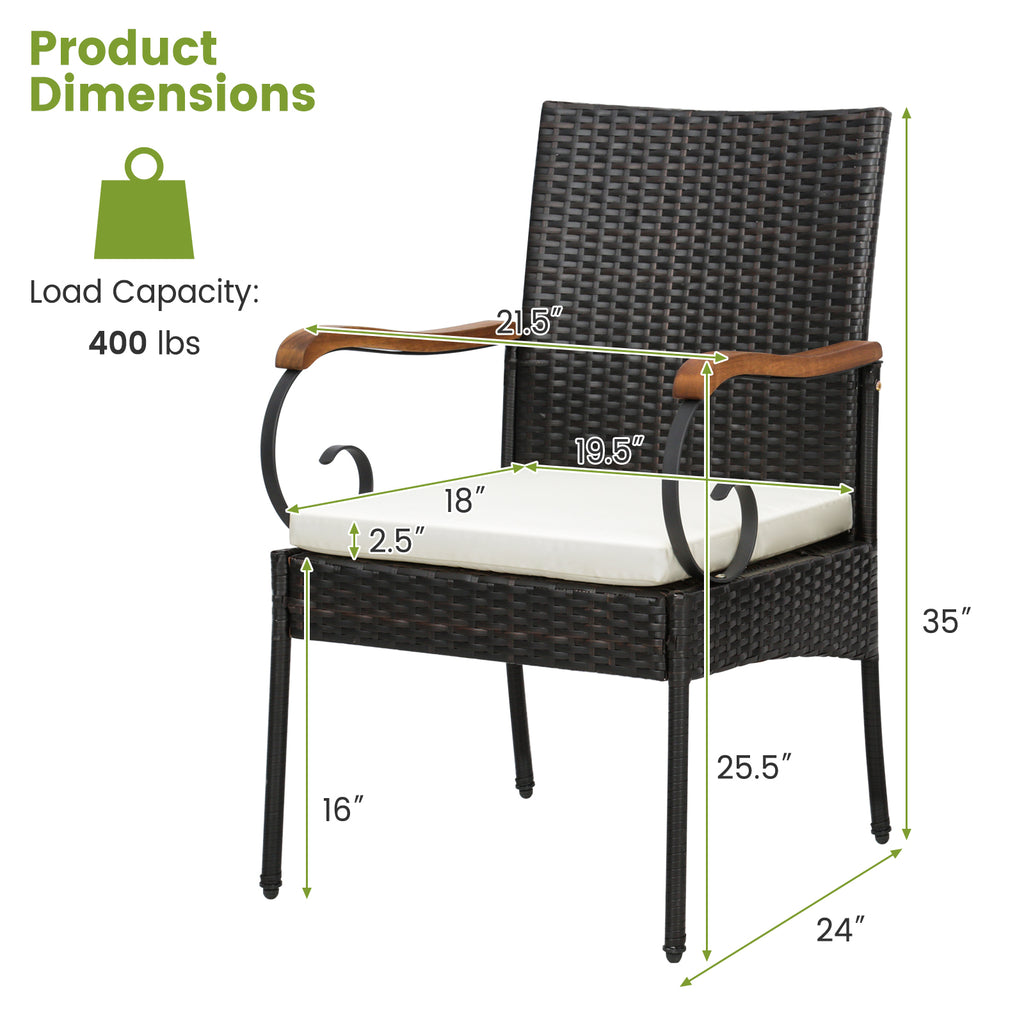 5 Pieces Patio Rattan Dining Set with Umbrella Hole for Poolside