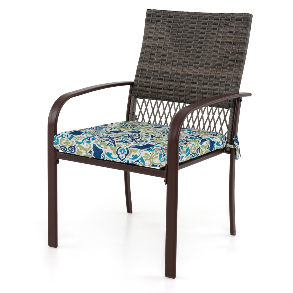5-Piece Patio Dining Set with 4 Rattan Armchairs