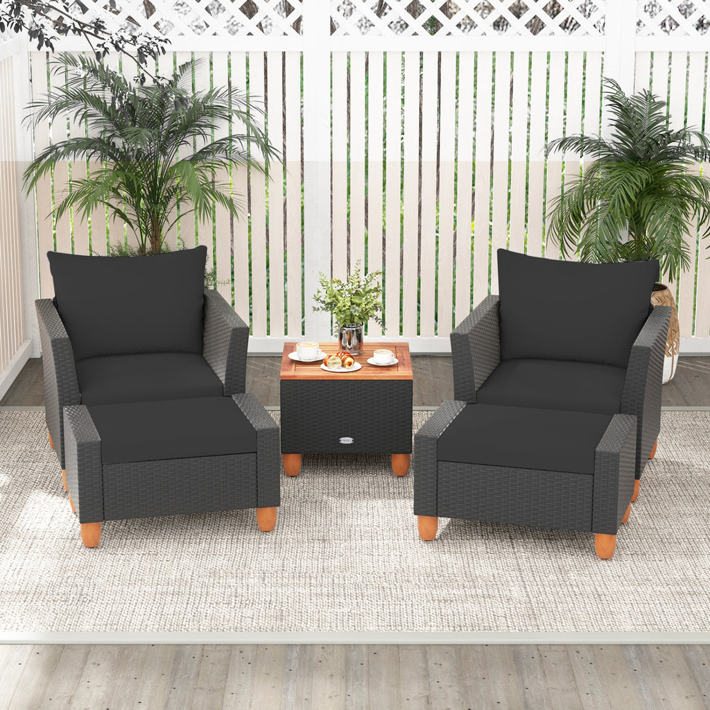 5 Pieces Patio Furniture Set with Loveseat and Armchairs for Porch