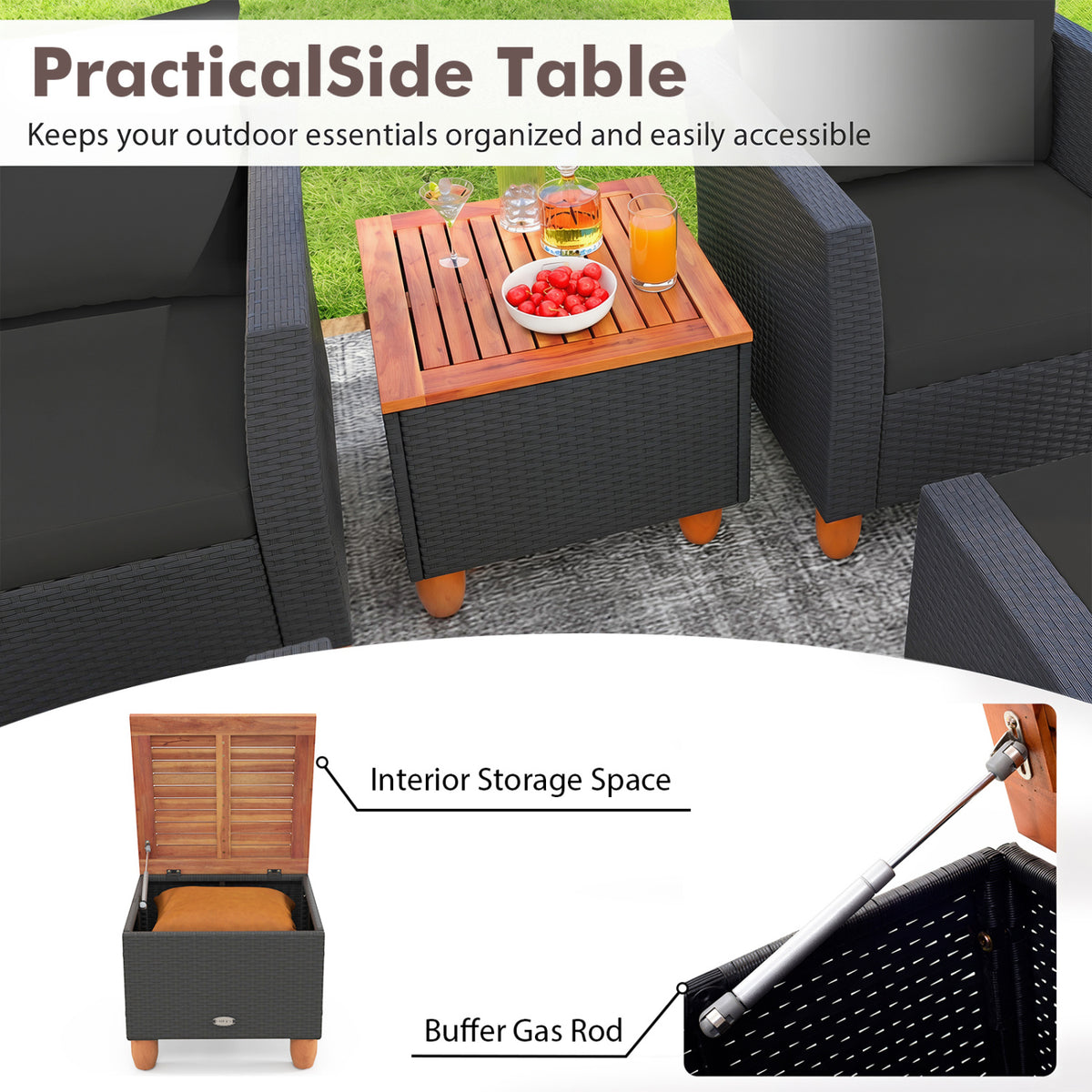 5 Pieces Patio Furniture Set with Loveseat and Armchairs for Porch
