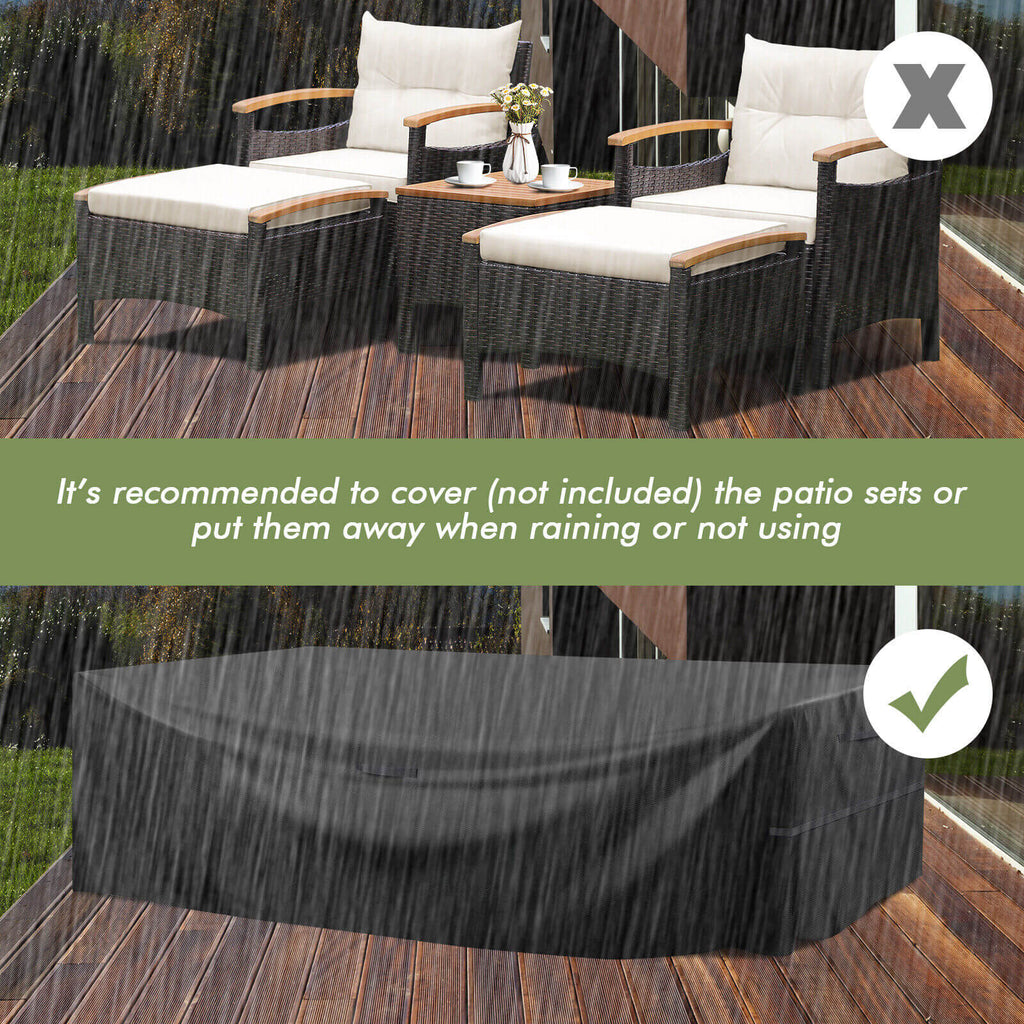 5 Pieces Patio Conversation Set with Cushions Coffee Table and 2