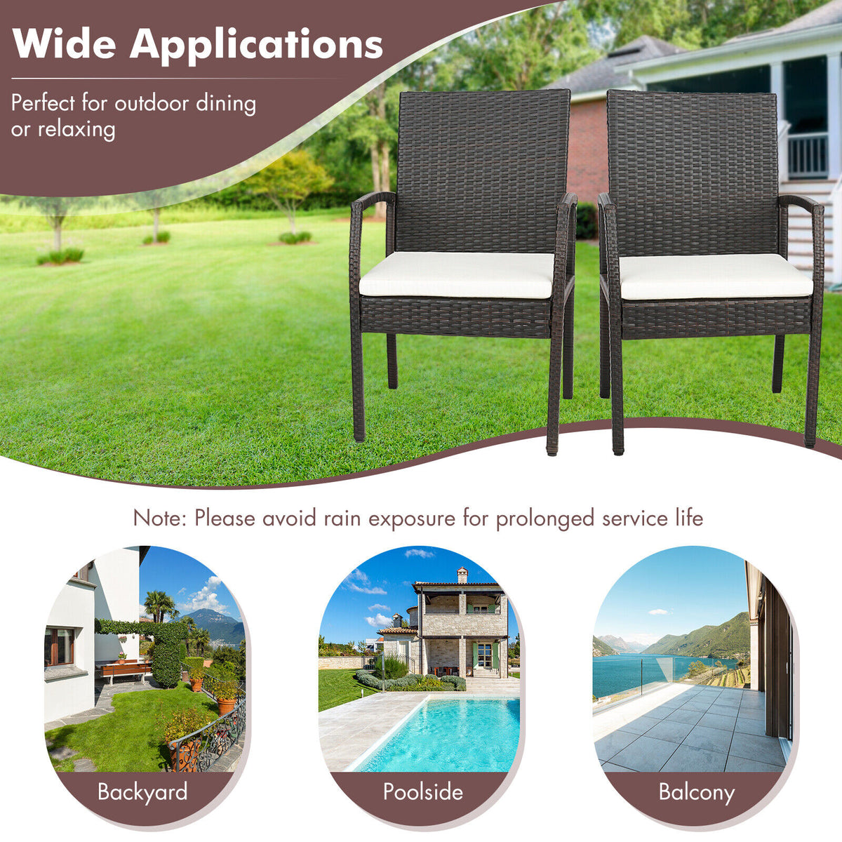 5-Piece Patio Dining Set with Cushions - Acacia Wood & PE Rattan