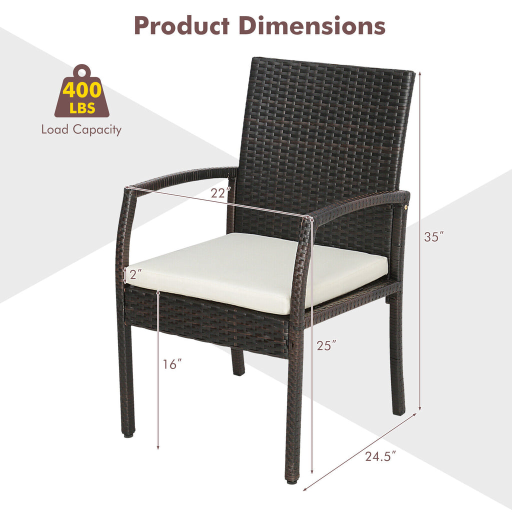 5-Piece Patio Dining Set with Cushions - Acacia Wood & PE Rattan