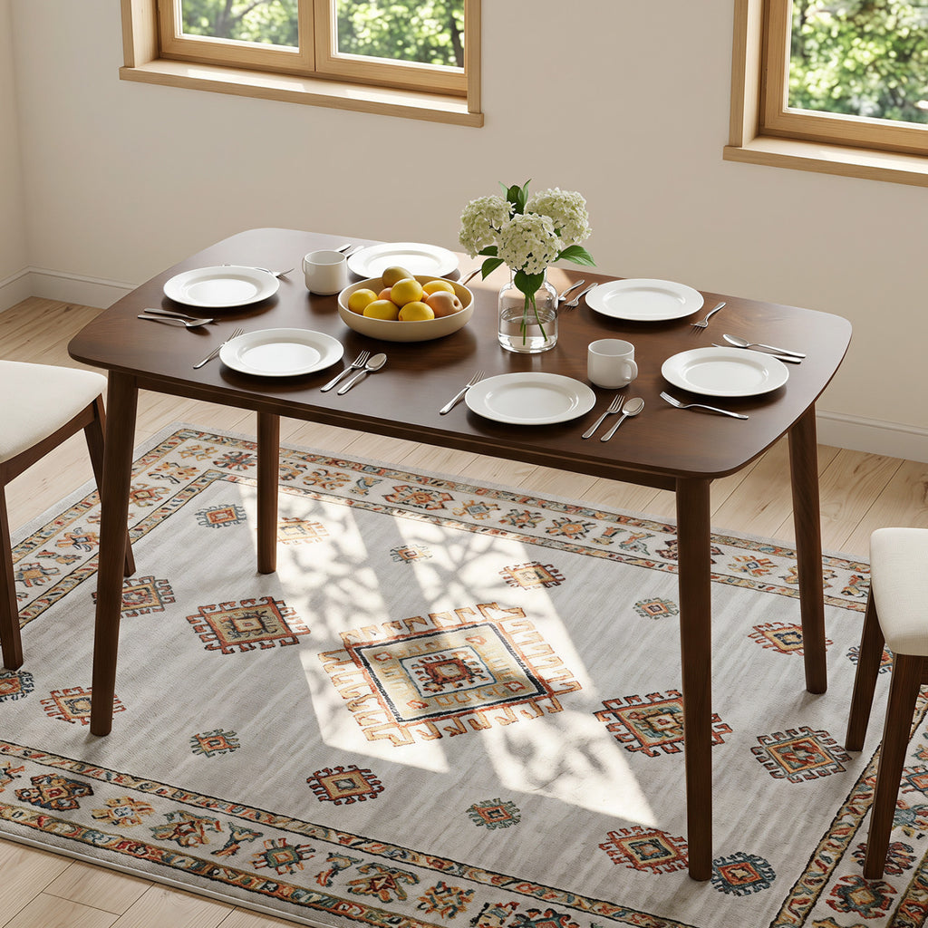 Rectangular Kitchen Table for 4, Coffee - Rubber Wood Dining