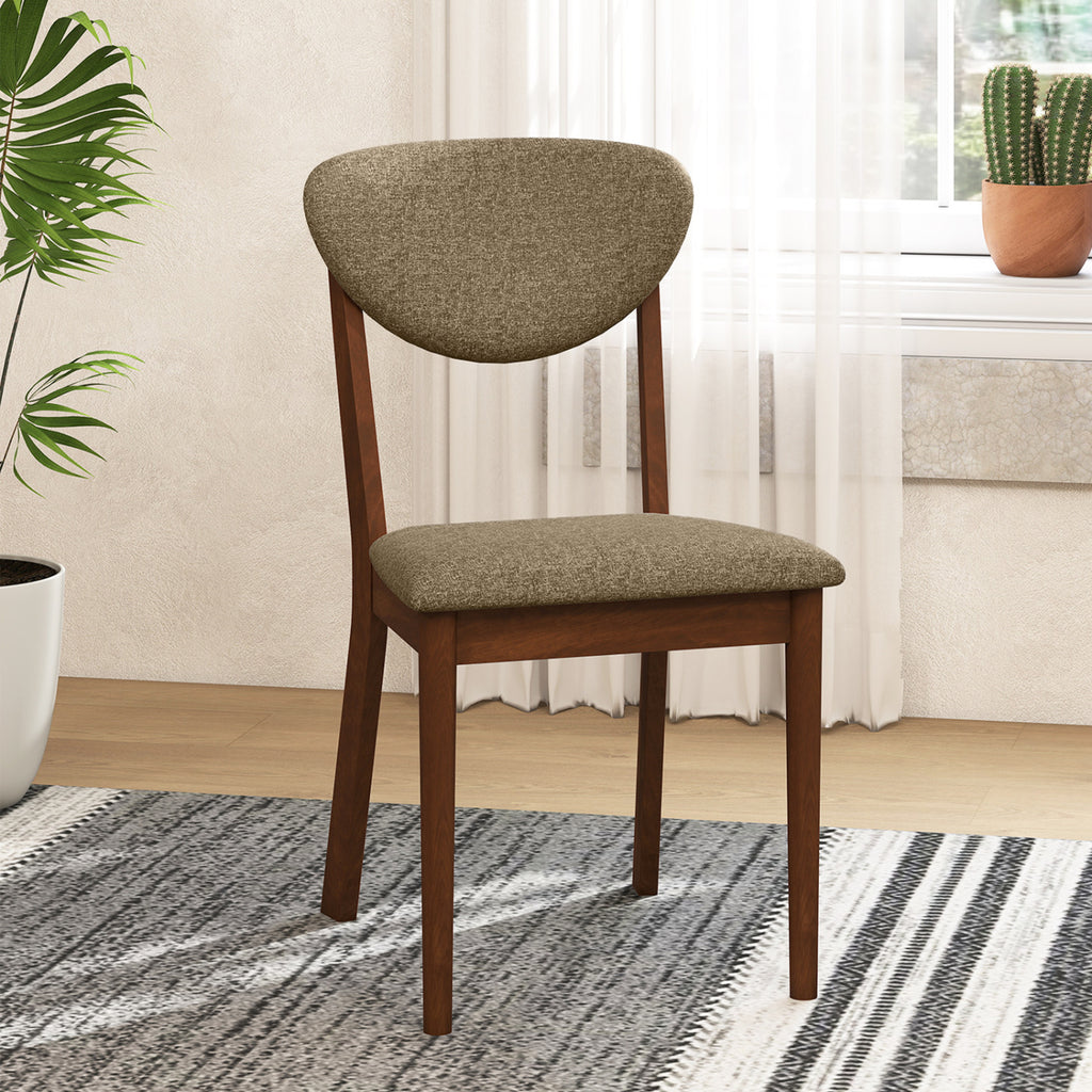Wooden Dining Chairs Set of 4 - Brown with Padded Seat