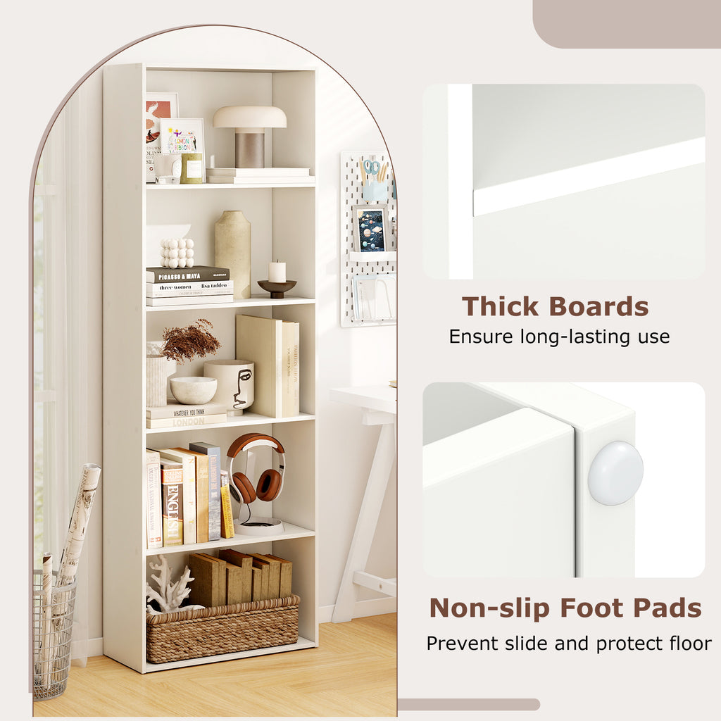 23.5 x 9.5 67 Inch 5-Shelf Multi-Functional Wood Bookcase for Home