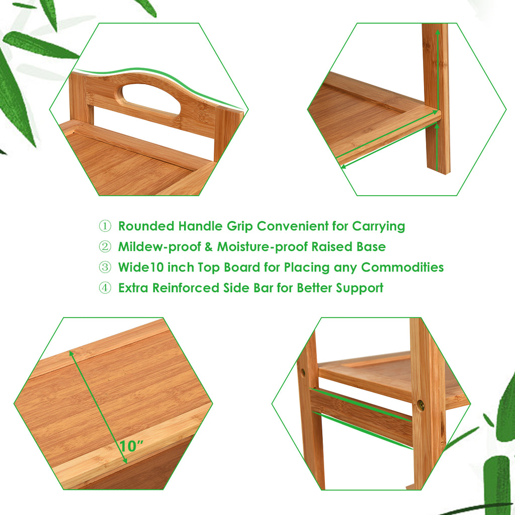 5 Tier Bamboo Shoe Rack with Two Rounded Handle for 15 Pairs
