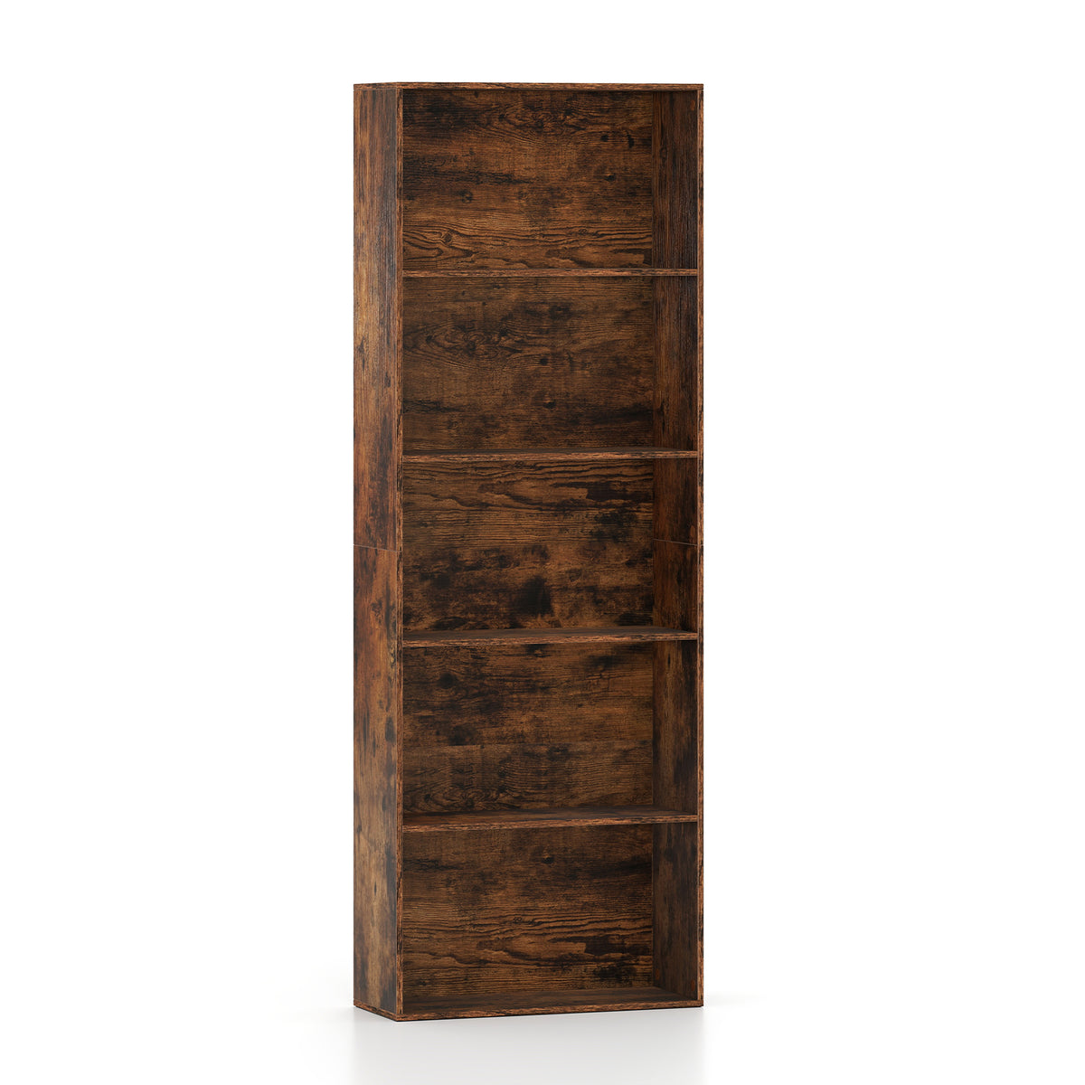 5-Shelf Bookcase, Rustic Brown – Home Office Storage