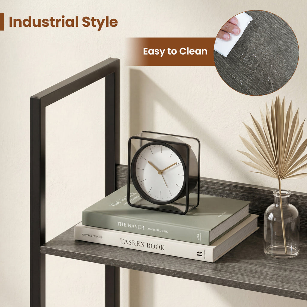 5-Tier Bookshelf Tall Wooden Open Bookcase with Back Panels
