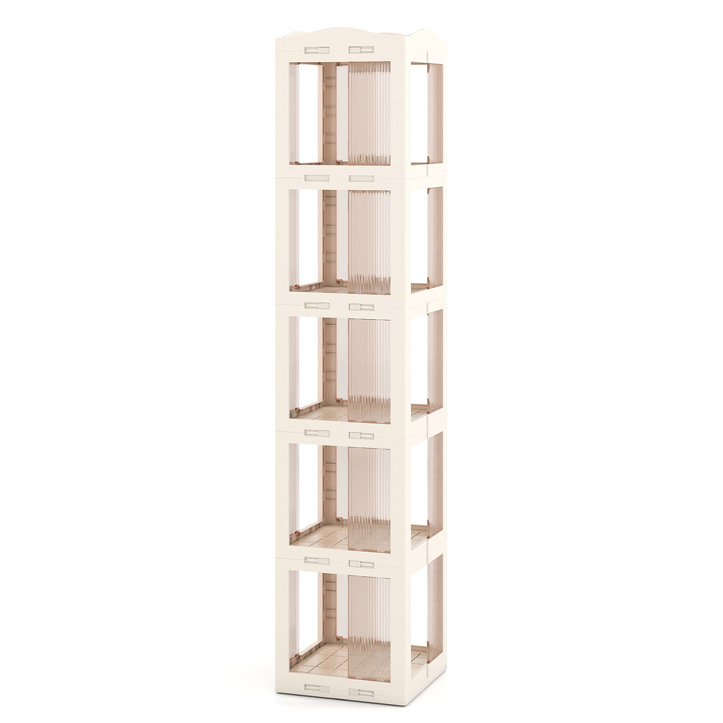 5-Tier Rotating Bookshelf 360° Spinning Bookcase, White