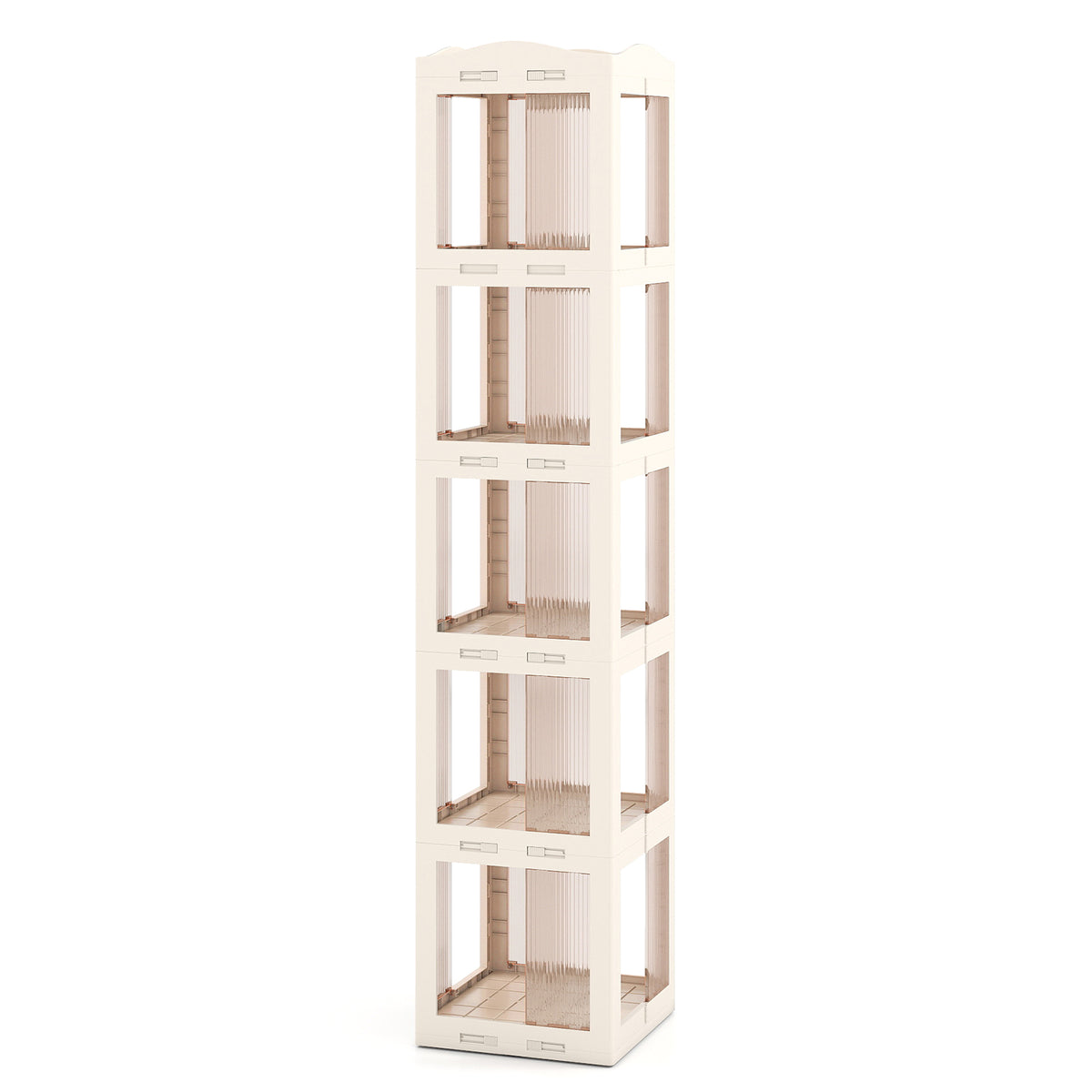 5-Tier Rotating Bookshelf 360° Spinning Bookcase, White