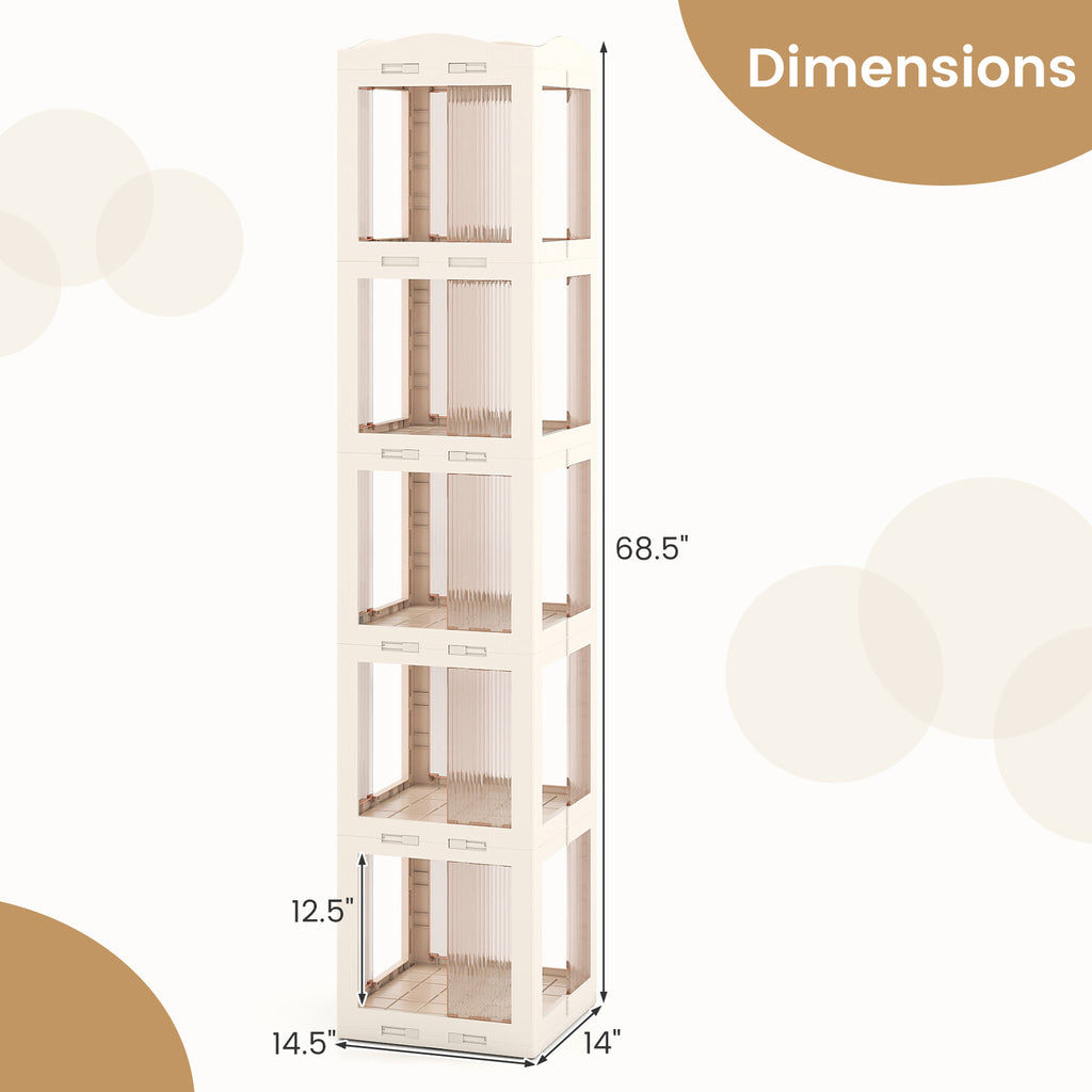 5-Tier Rotating Bookshelf 360° Spinning Bookcase, White