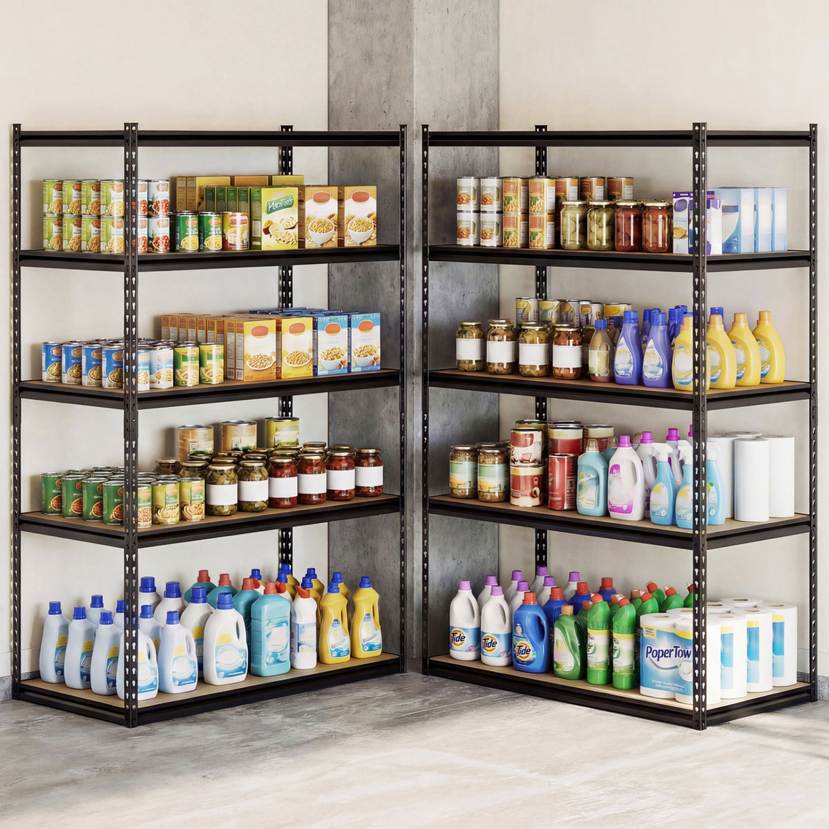 5-Tier Garage Shelving Unit 2200 LBS Heavy Duty with MDF Boards 48" x 24" x 72"