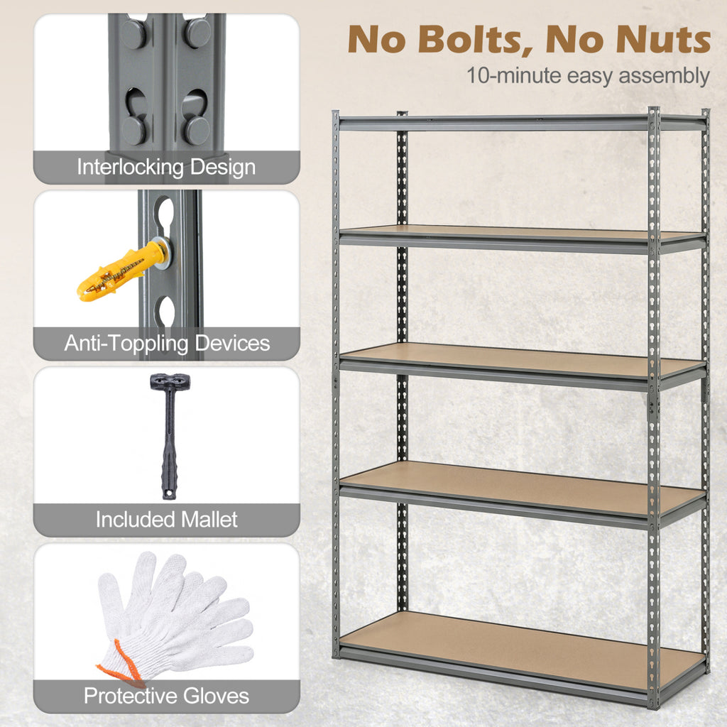 5-Tier Garage Shelving Unit 2200 LBS - 1 Piece