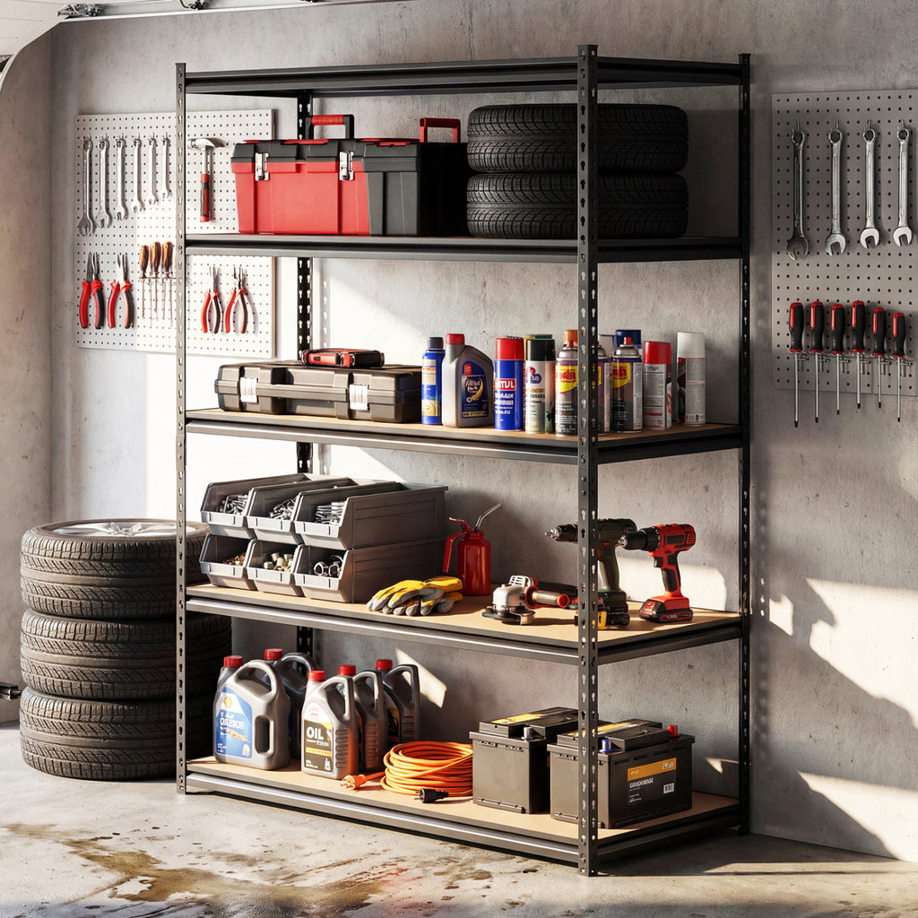 5-Tier Garage Shelving Unit 48" x 18" x 72" - MDF Boards