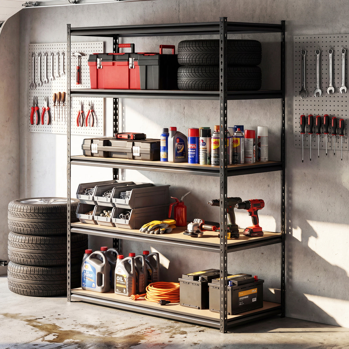 5-Tier Garage Shelving Unit 48" x 18" x 72" - MDF Boards