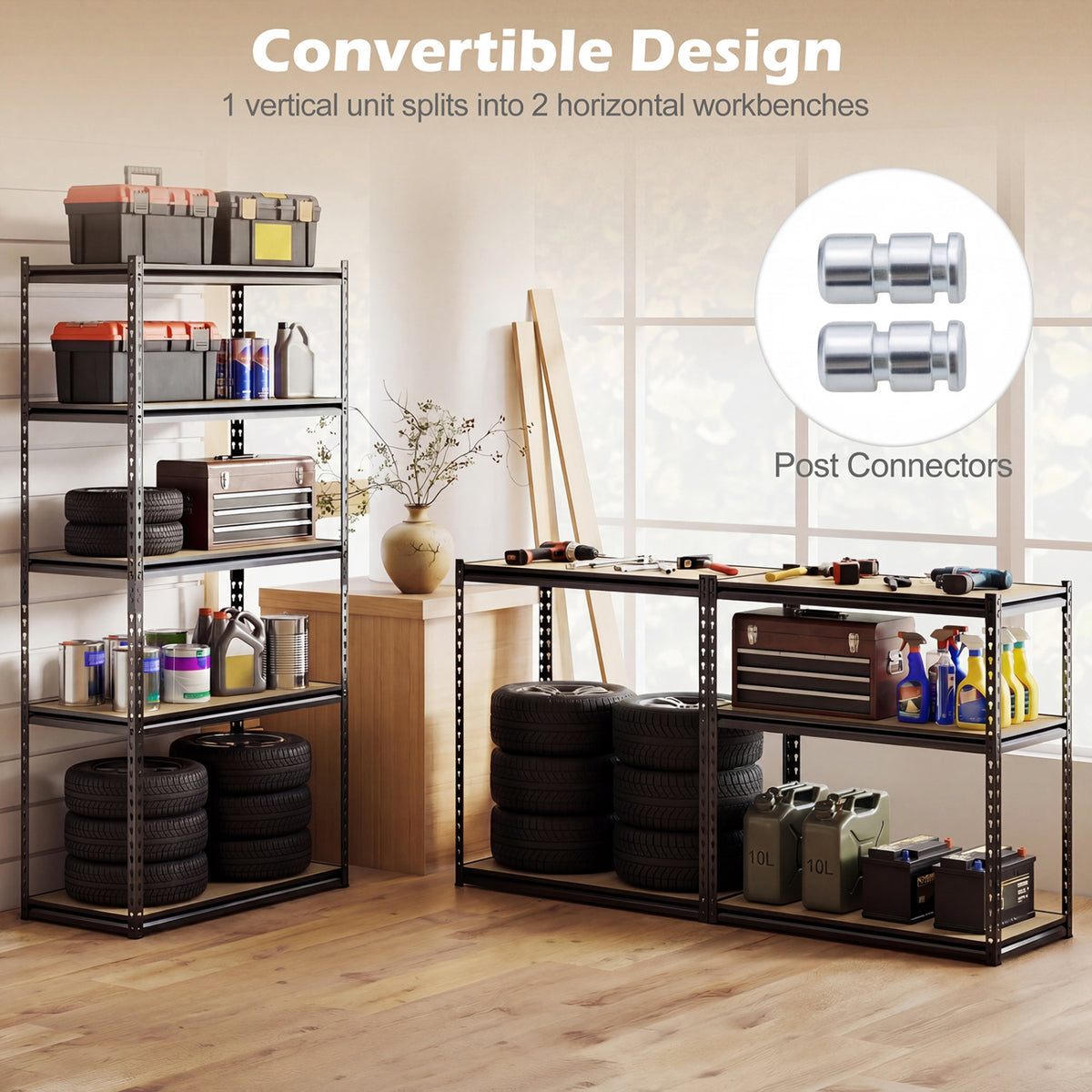 5-Tier Garage Shelving Unit 2200 LBS Metal Storage Shelves Adjustable
