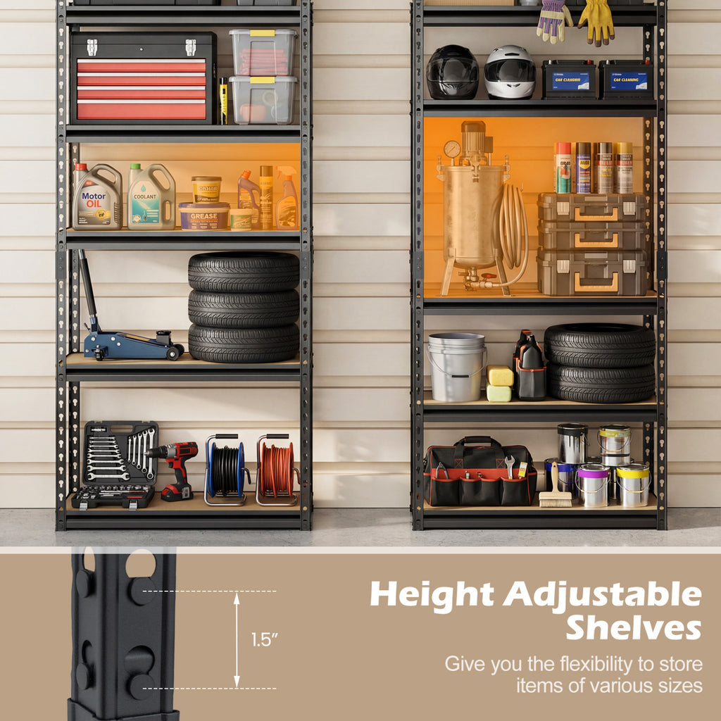 5-Tier Heavy Duty Metal Garage Shelving Unit - 2200 LBS, MDF Boards 30"x12"x60"