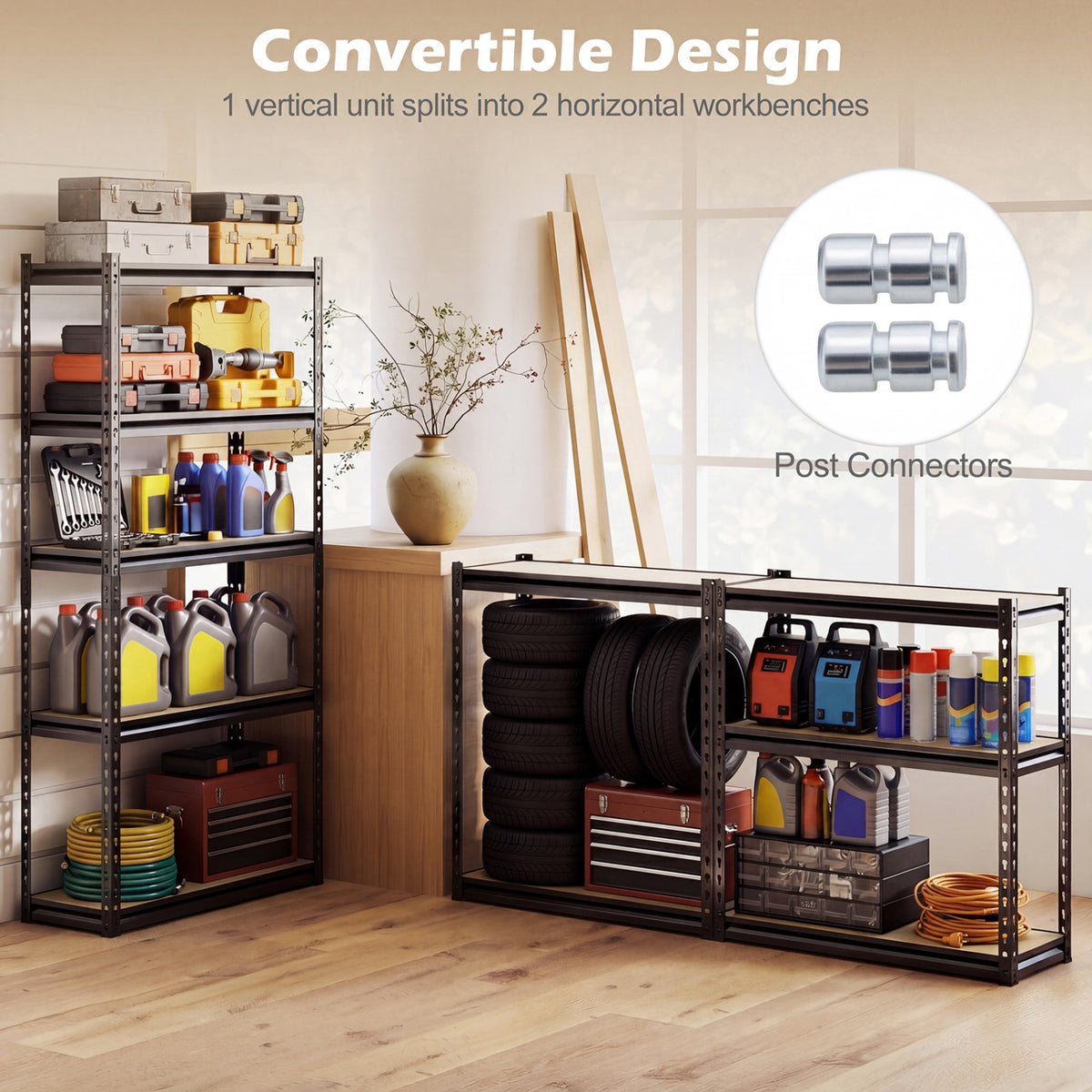 5-Tier Heavy Duty Metal Garage Shelving Unit - 2200 LBS, MDF Boards 30"x12"x60"