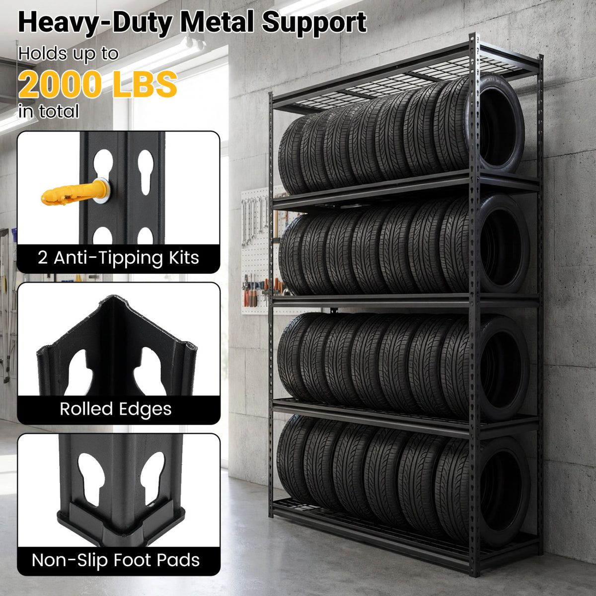 5-Tier Heavy-Duty Metal Shelving Unit, Set of 1
