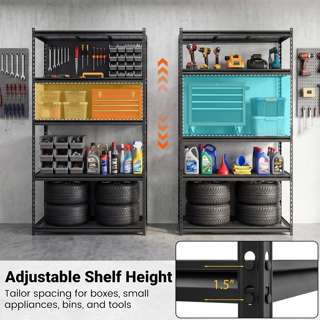 5-Tier Heavy-Duty Metal Shelving Unit, Set of 1