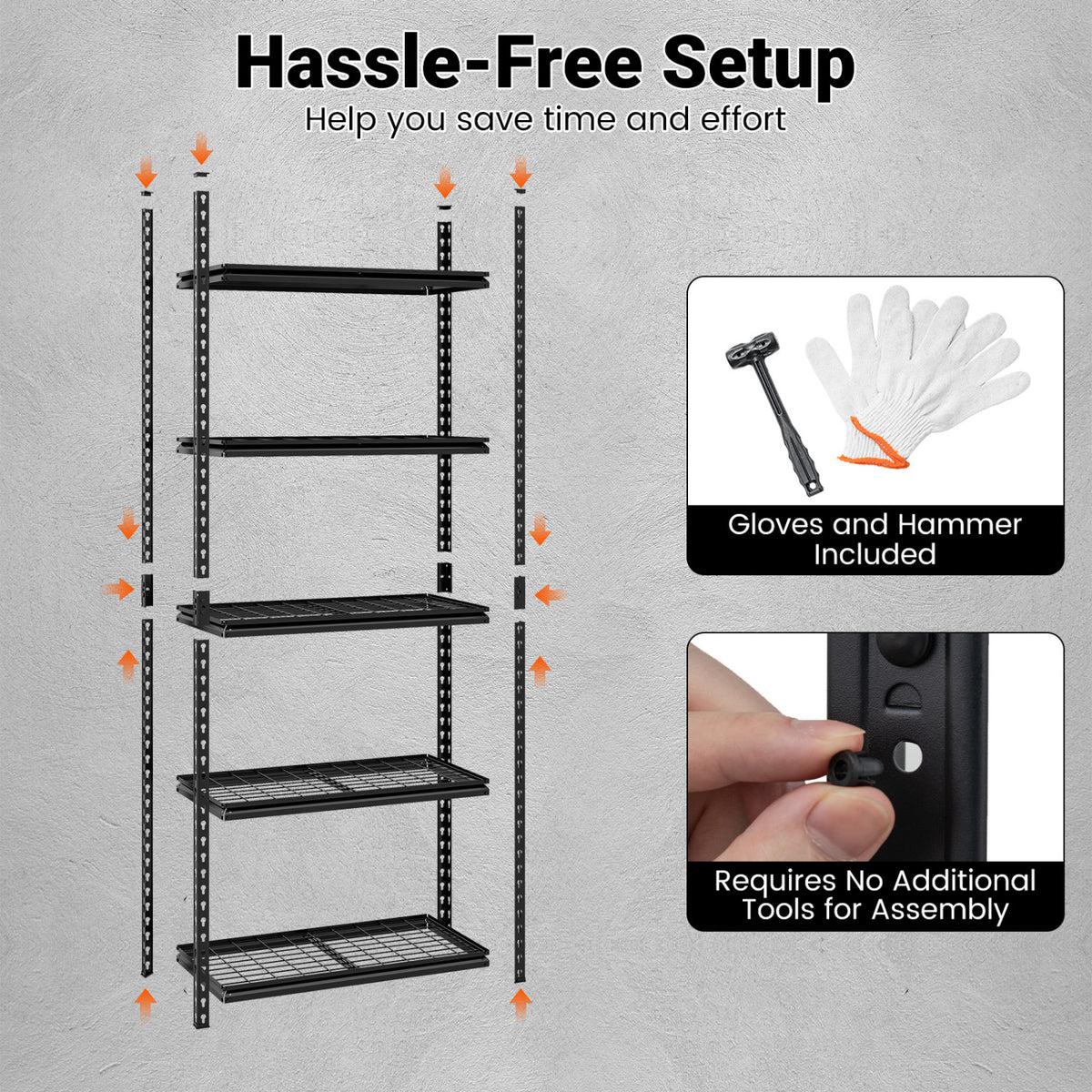 5-Tier Heavy-Duty Metal Shelving Unit, Set of 1