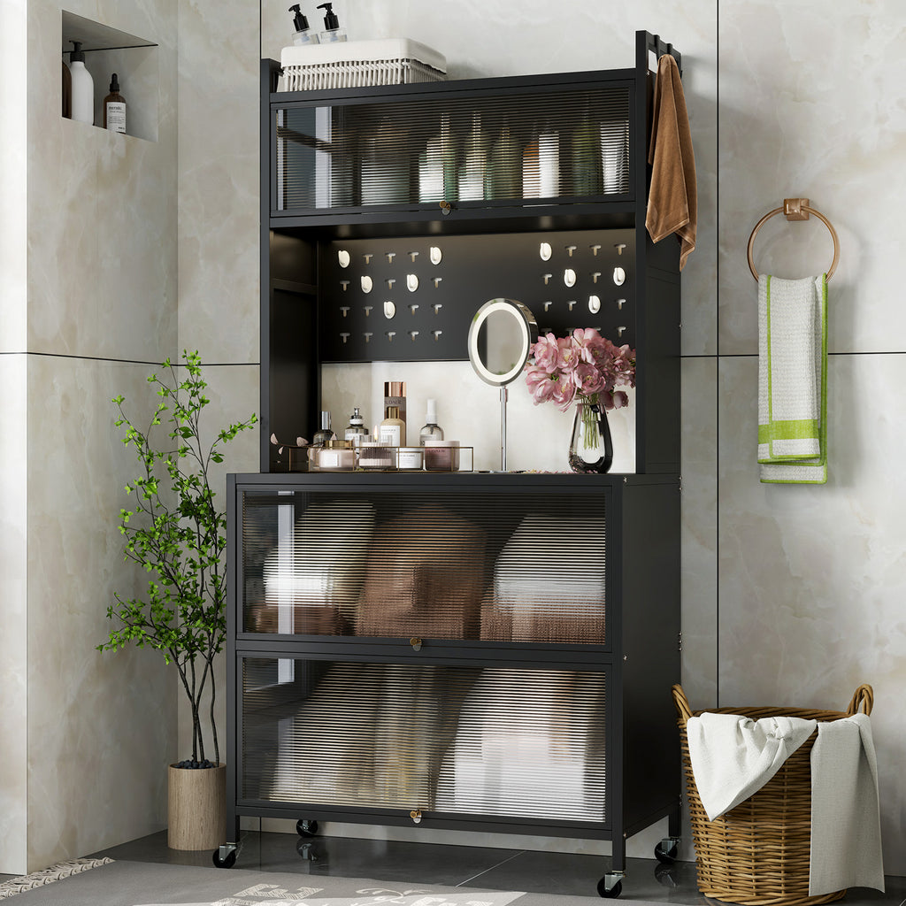 5-Tier Kitchen Baker's Rack with Microwave Stand - Black