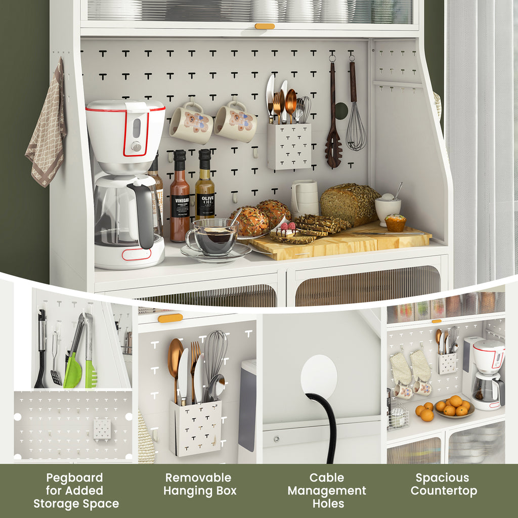 5-Tier Metal Baker's Rack with Flip-Up Door - White