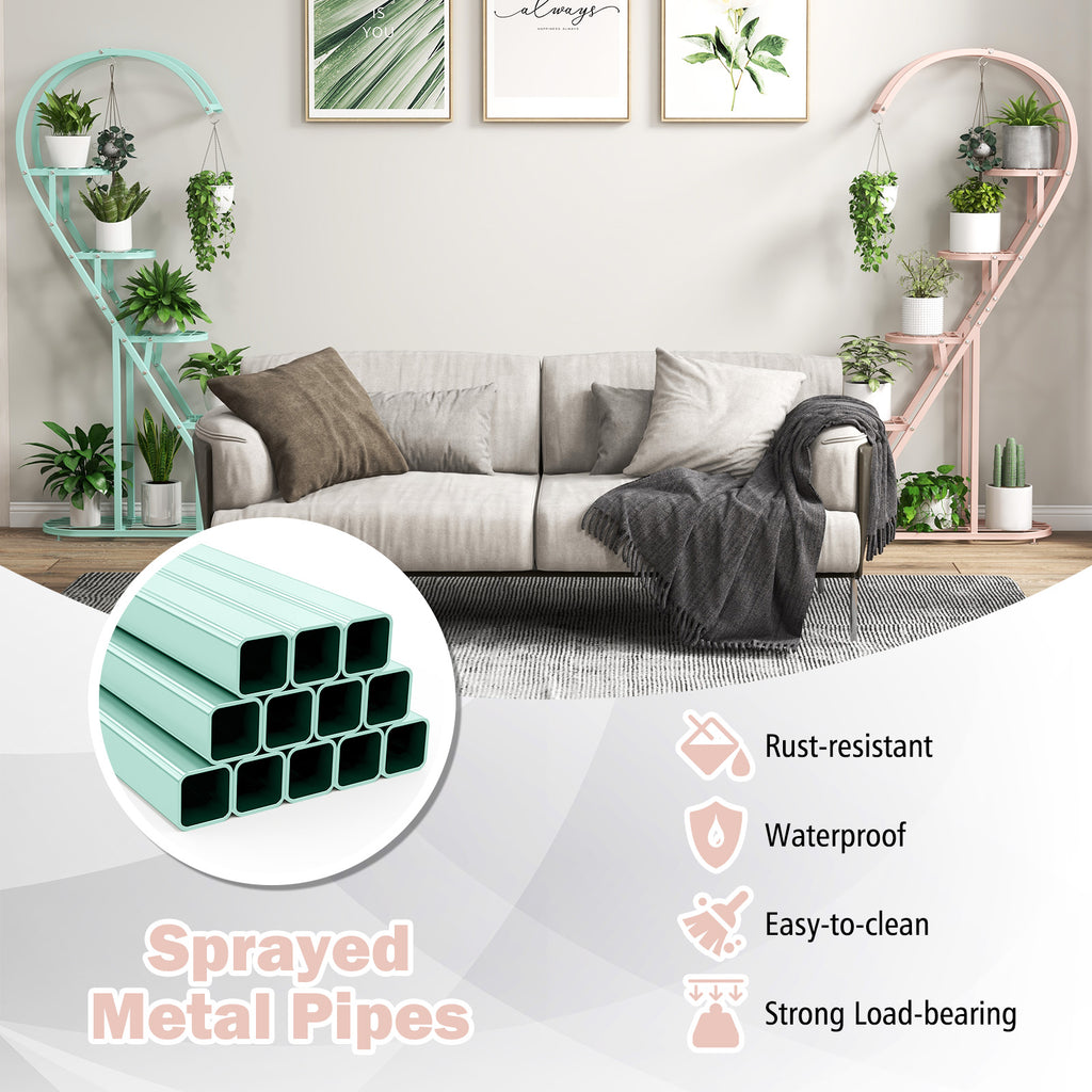 5 Tier Metal Plant Stand with Hanging Hook for Multiple Plants
