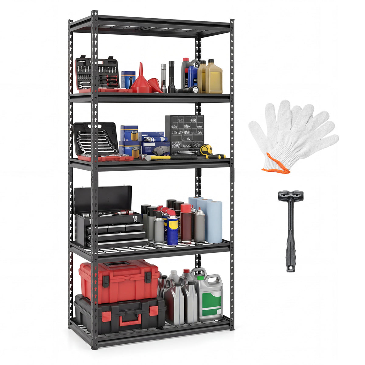 5-Tier Heavy Duty Metal Garage Shelving Unit - 2200 LBS, MDF Boards 30"x12"x60"