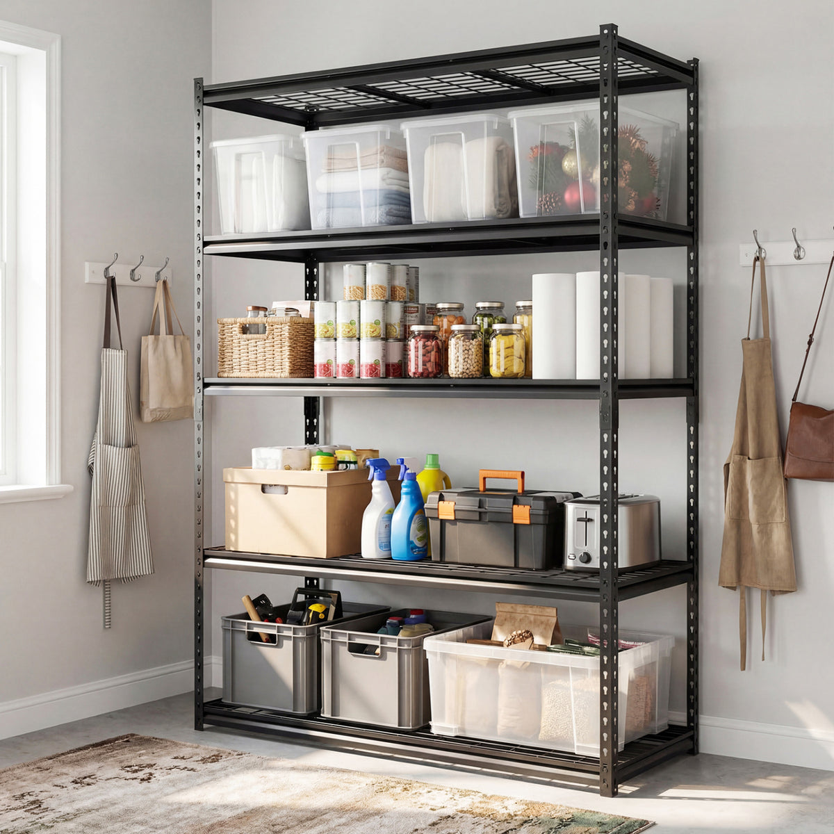 5-Tier Metal Shelving Unit 2000 lbs Capacity - Set of 1