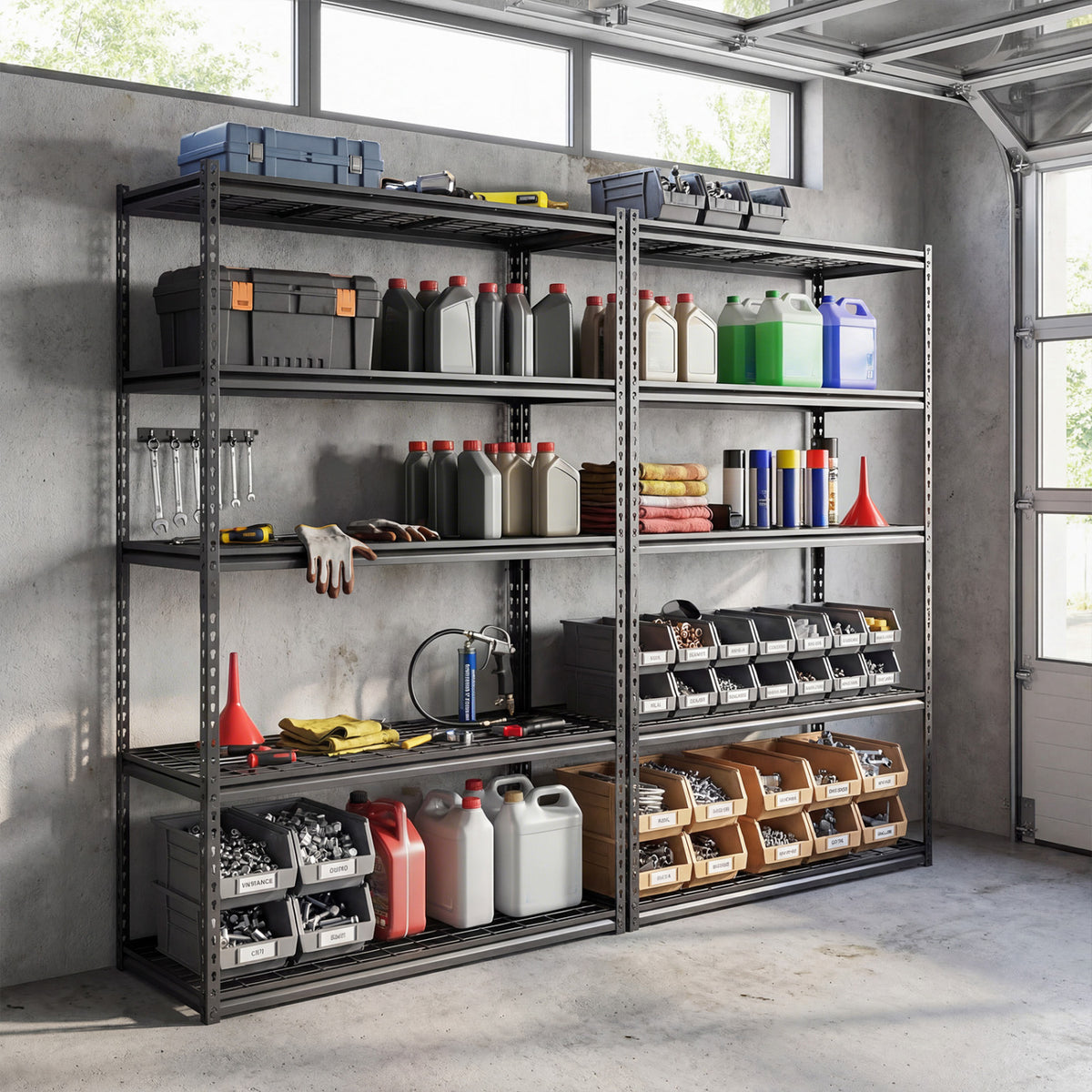 5-Tier Metal Shelving Unit 2000 lbs Capacity - Set of 1