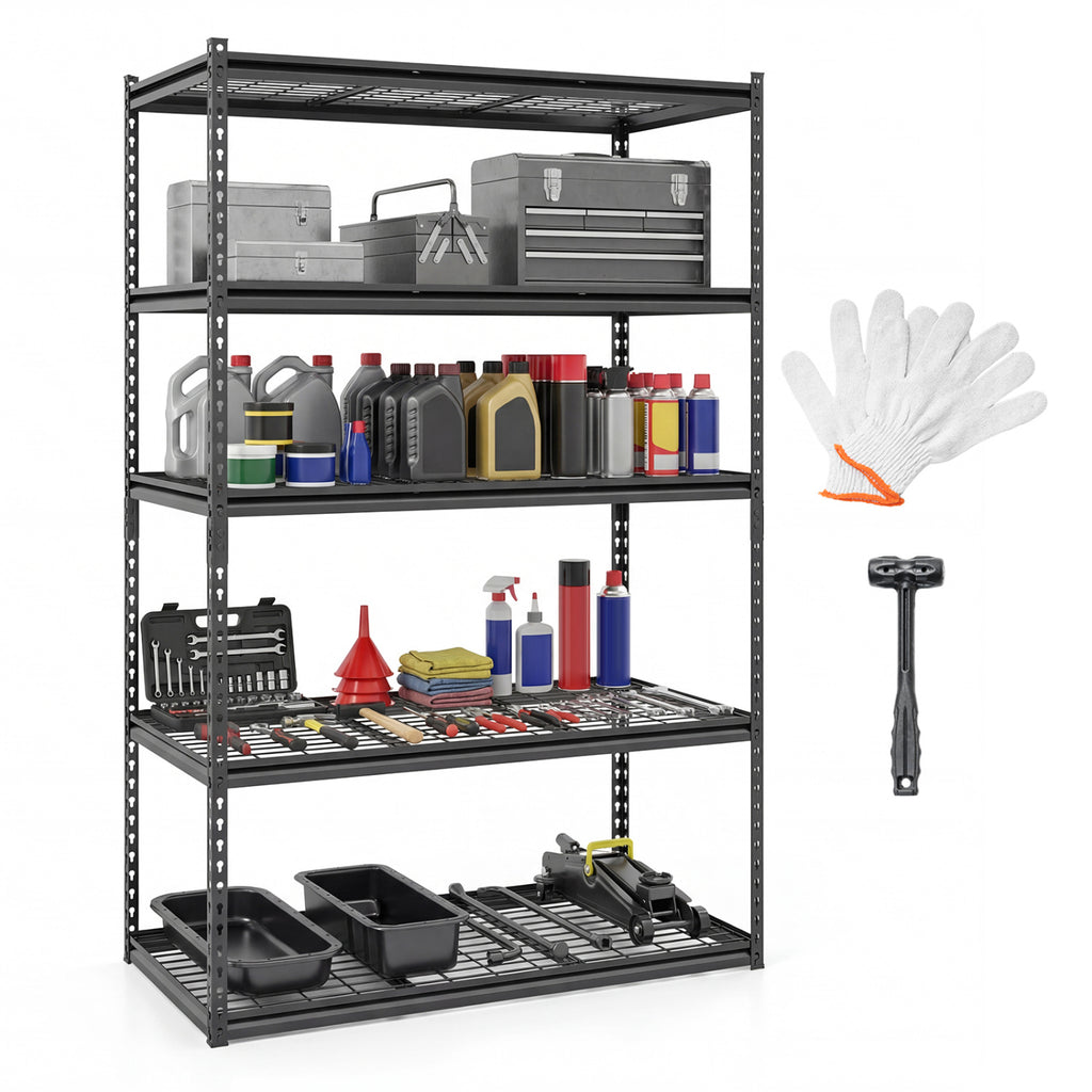 5-Tier Heavy-Duty Metal Shelving Unit, Set of 1
