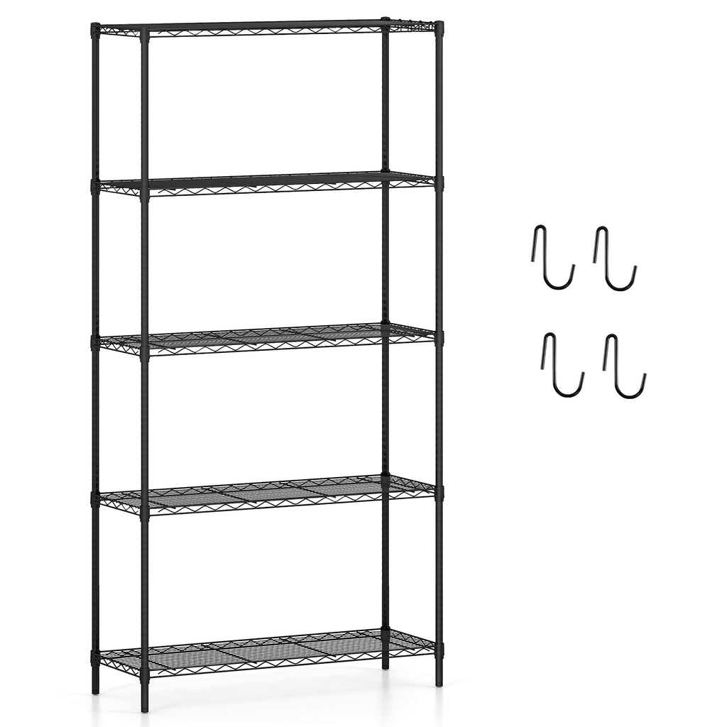 5-Tier Metal Storage Shelving Unit, 1250 LBS Capacity - Black